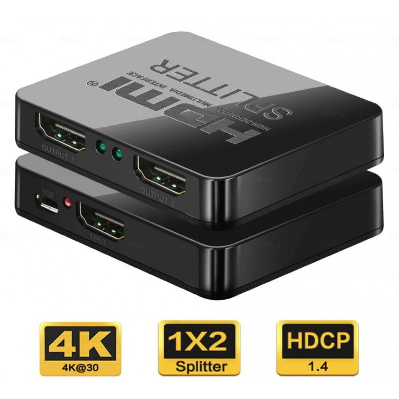 Splitter HDMI 2 porturi, 1 intrare - 2 iesiri, 3D, 4K x 2K, FULL HD, cablu USB, PremiumCord
