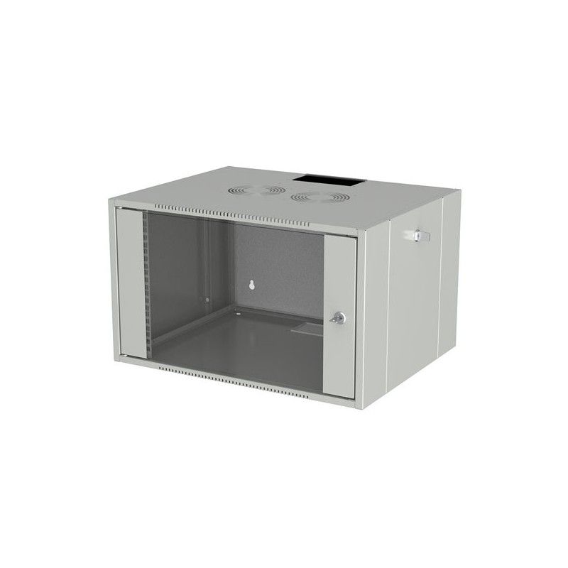 Rack 19'' 6U 580x600, de perete, dezasamblat, usa fata sticla, laterale detasabile, 60kg, seria D-WALL META, DECKRO