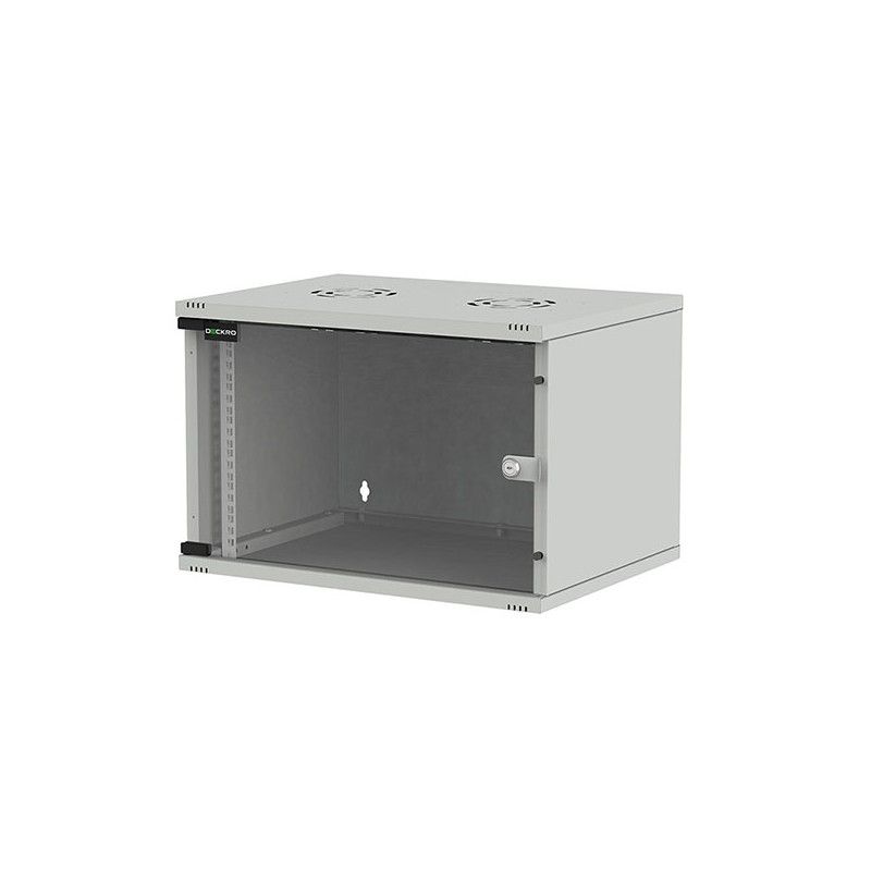 Rack 19'' 6U 540x400, de perete, dezasamblat, usa fata sticla, gri, capacitate 30kg, seria D-SOHO BASIC, DECKRO
