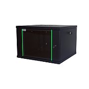 Rack 19'' 9U 600x450, de perete, usa din sticla, panouri detasabile si securizate, dezasamblat, capacitate 100kg, negru RAL9005, D-META-2, DECKRO