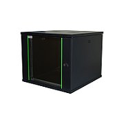 Rack 19'' 12U 600x450, de perete, usa din sticla, panouri detasabile si securizate, dezasamblat, capacitate 100kg, negru RAL9005, D-META-2, DECKRO