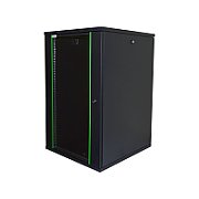 Rack 19'' 18U 600x600, de perete, usa din sticla, panouri detasabile si securizate, dezasamblat, capacitate 100kg, negru RAL9005, D-META-2, DECKRO