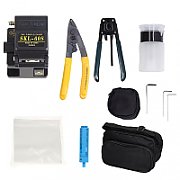 Kit taiere fibra optica - ghilotina (cleaver) cu 2 clesti de dezizolat, sticluta pentru alcool si servetele - Emtex