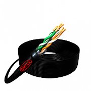 Cablu F/UTP, Cat.5e, Cupru, 24AWG/1, manta PE, Fca, de exterior, rezistent UV, Fluke Pass, tambur 305m, negru - Emtex
