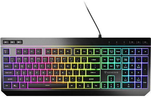 Tastatura gaming cu fir Genesis RHOD 530, tip membrana, iluminare RGB, numar taste 114, material ABS, lungime cablu 180cm, negru