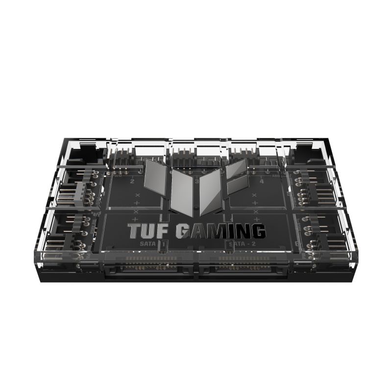 ASUS TUF Gaming ARGB PWM Fan Hub. Type: Fan controller, Product colour: Black, Fan connector: 4-pin. Width: 115 mm, Depth: 69 mm, Height: 17.7 mm