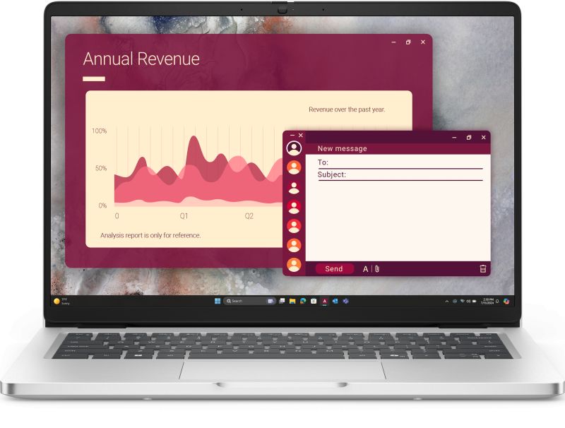 Laptop Dell Pro 14 PC14250, 14 inch 1920 x 1200, Intel 265U (12 C / 14 T, 2.1 GHz - 5.3 GHz, 12 MB cache, 15 W), 16 GB DDR5, 512 GB SSD, Intel Graphics, Ubuntu